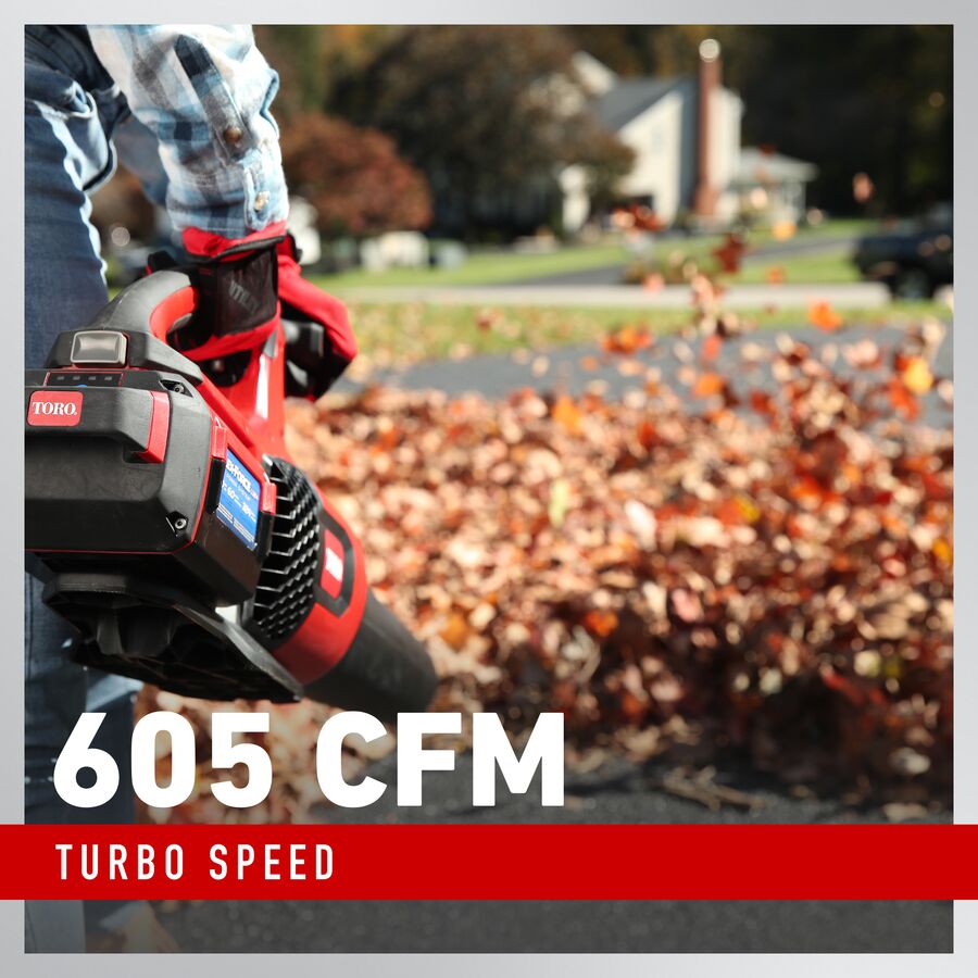 Toro 60V MAX* 605 CFM Brushless Leaf Blower - 4.0Ah Battery Included (51822)