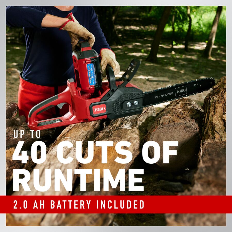 Toro 60V MAX* 16 in. (40.6 cm) Brushless Chainsaw - 2.0Ah Battery Included (51851)